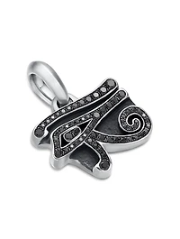 Cairo Eye Of Horus Amulet In Sterling Silver With Black Diamonds, 27.6mm