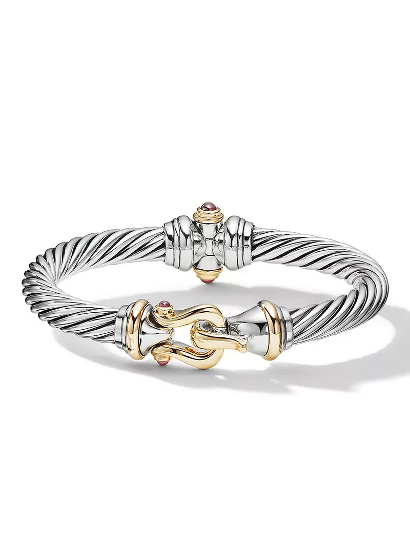 Buckle Bracelet Sterling Silver With 18k Yellow Gold And Rhodolite Garnets