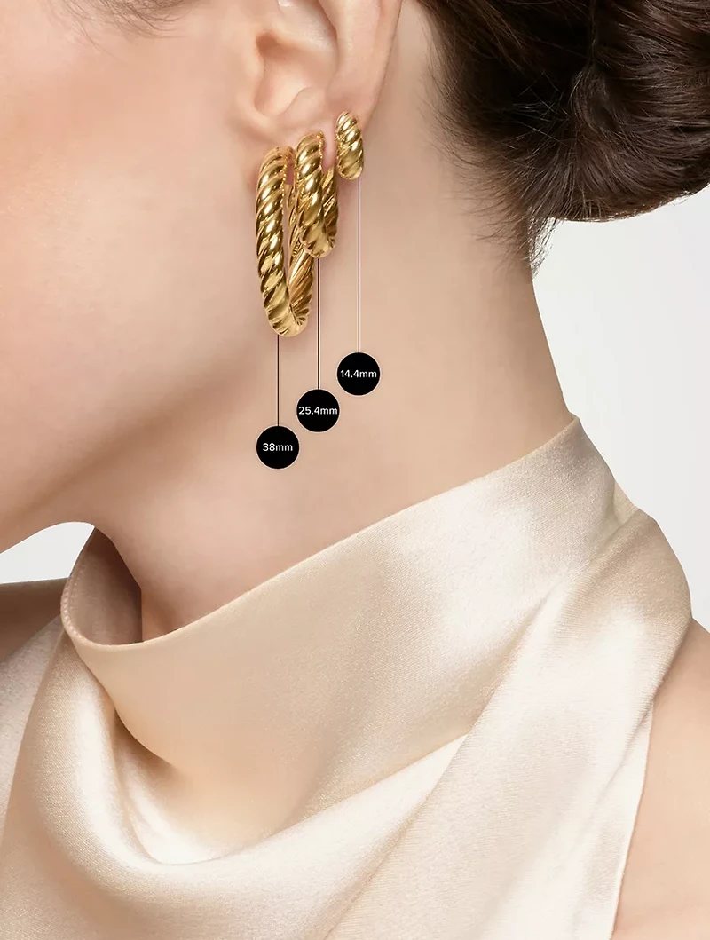 Crossover Hoop Earrings In Sterling Silver With 18k Yellow Gold, 44mm
