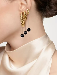 Crossover Hoop Earrings In Sterling Silver With 18k Yellow Gold, 44mm