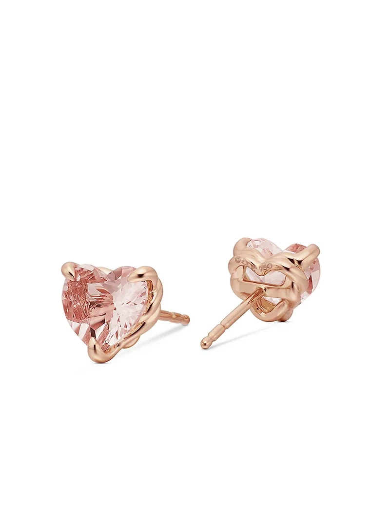 Chatelaine® Heart Stud Earrings In 18k Rose Gold With Morganite, 8mm