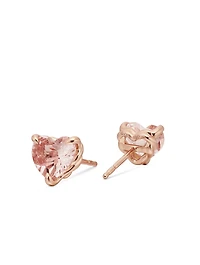 Chatelaine® Heart Stud Earrings In 18k Rose Gold With Morganite, 8mm