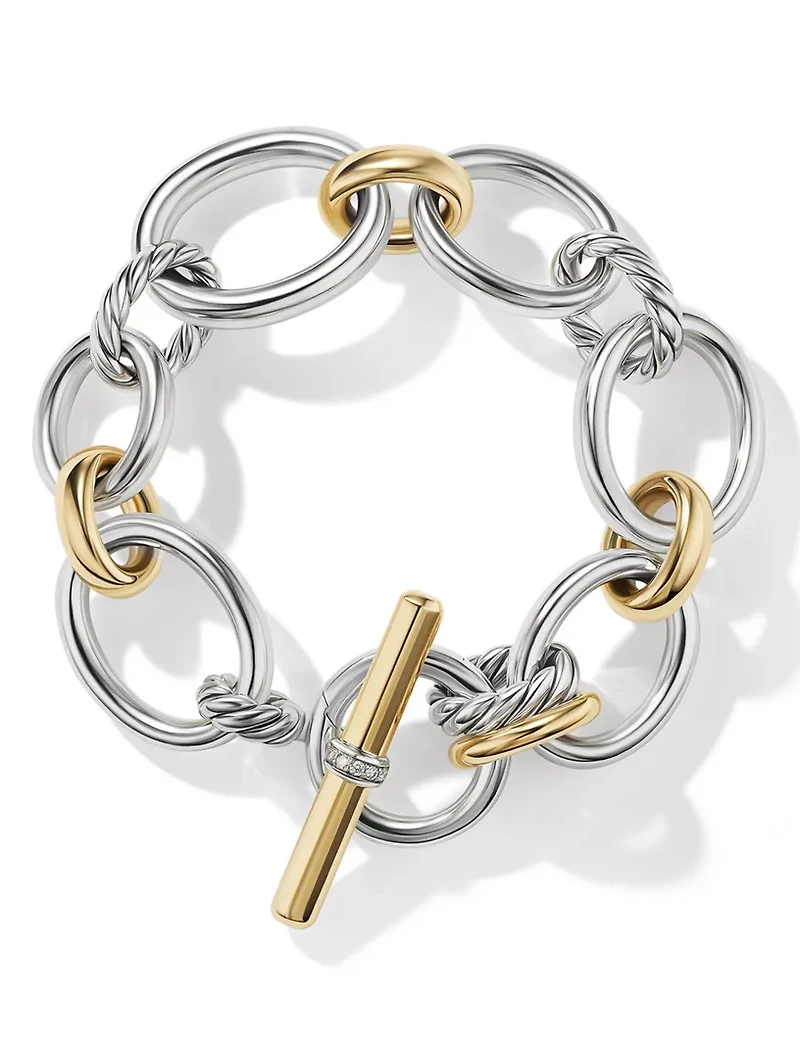 Dy Mercer™ Chain Bracelet In Sterling Silver With 18k Yellow Gold And Pavé Diamonds