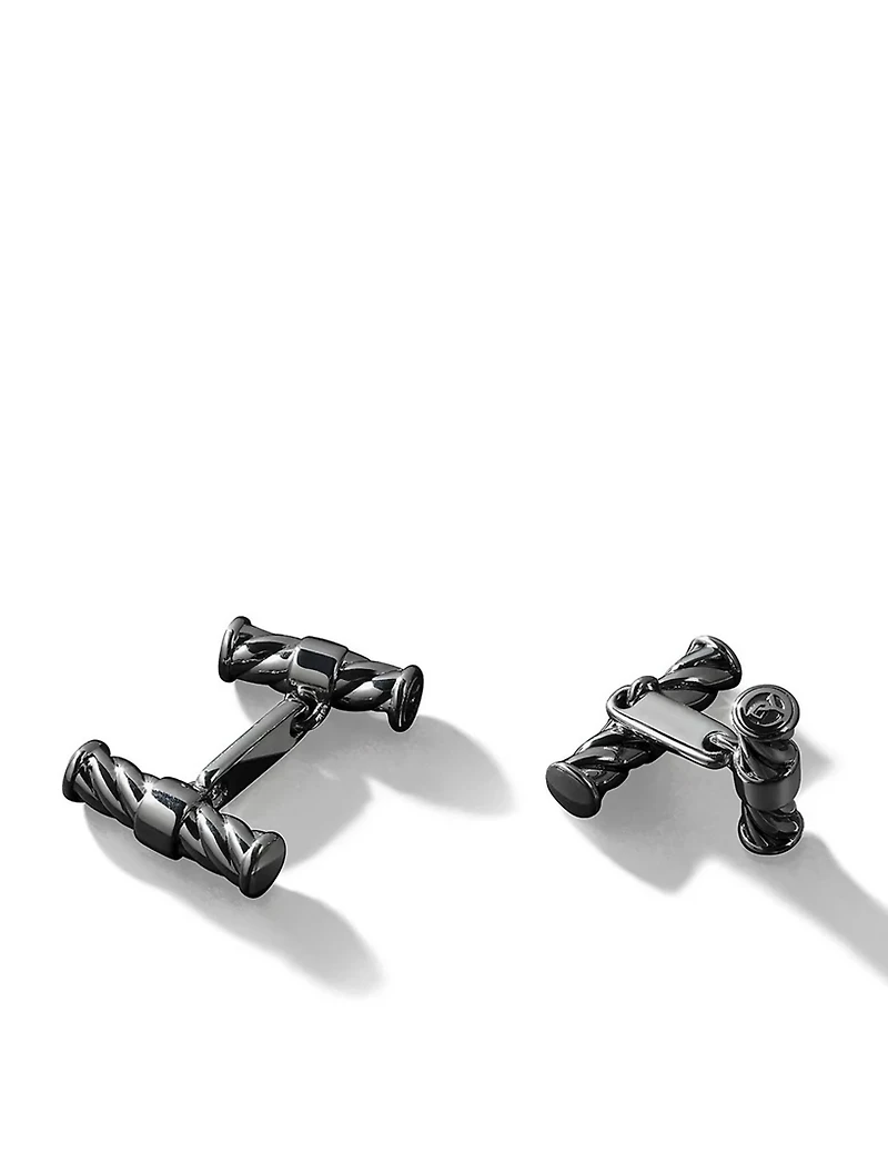 Cable Elongated Cufflinks In Sterling Silver