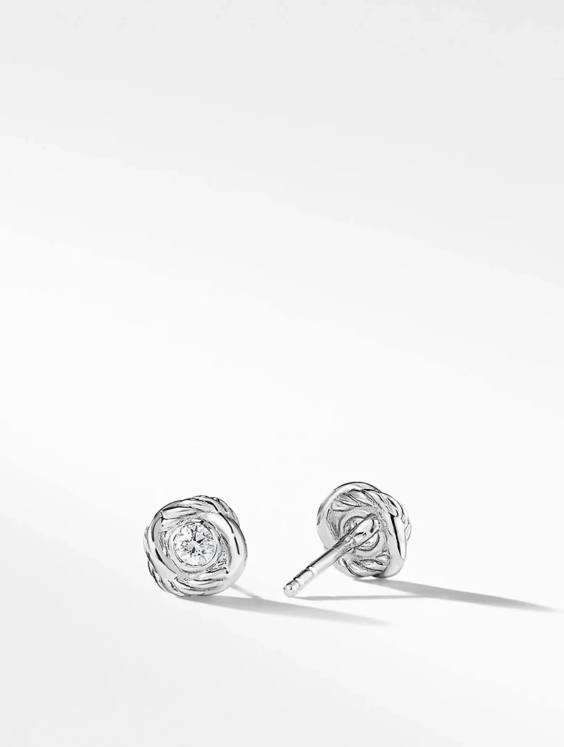 Crossover Infinity Stud Earrings In 18k White Gold With Diamonds