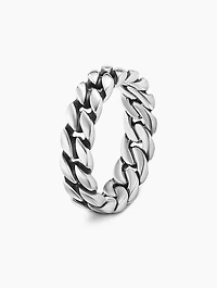 Curb Chain Band Ring Sterling Silver, 6mm