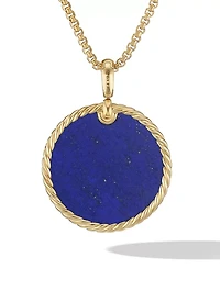 Dy Elements® Disc Pendant In 18k Yellow Gold With Lapis