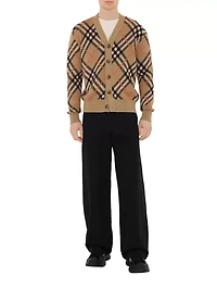 Check Wool Mohair Blend Cardigan