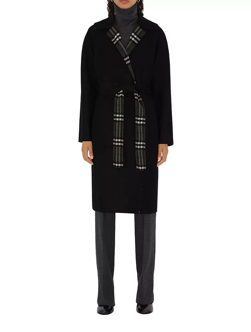 Reversible Wool Wrap Coat