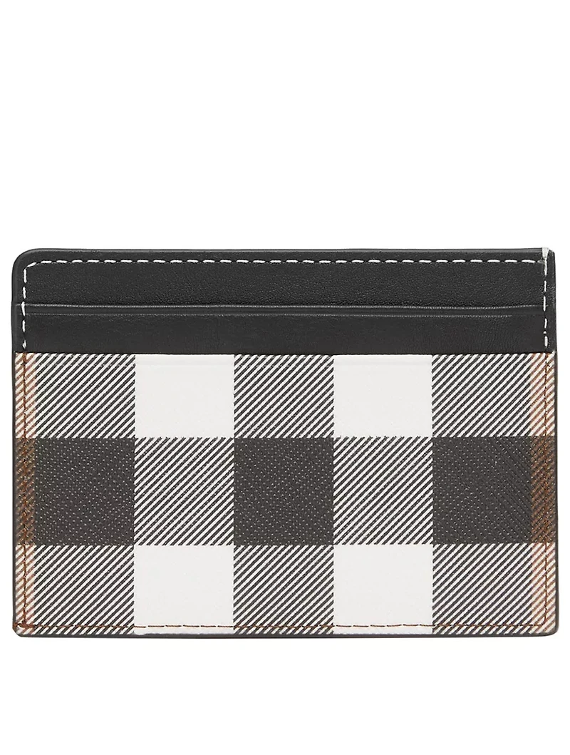 Check And Leather Card Case