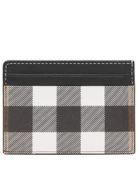 Check And Leather Card Case