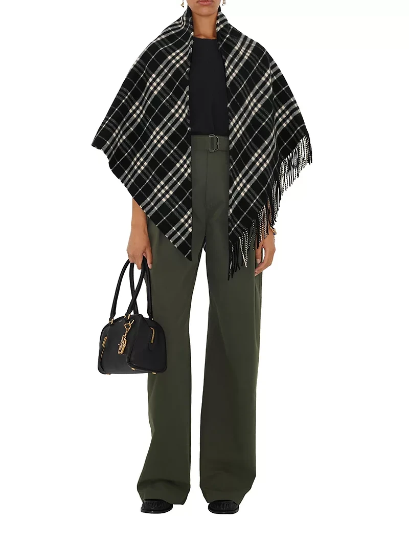 Check Wool Cashmere Cape