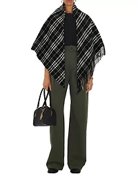 Check Wool Cashmere Cape