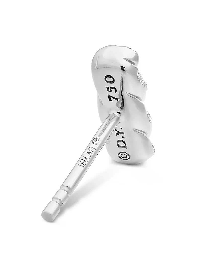 Cable Collectibles® Bar Stud Earrings In 18k White Gold With Diamonds, 9mm