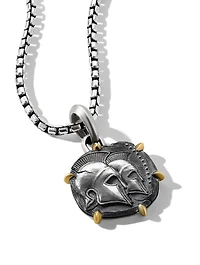 Gemini Amulet In Sterling Silver With 18k Yellow Gold