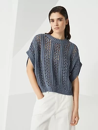 Cotton Ribbed Net Sweater