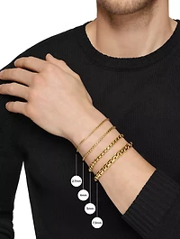 Box Chain Bracelet 18k Yellow Gold, 3.4mm