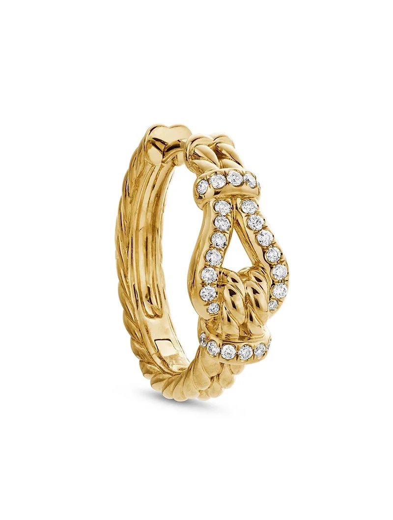 Thoroughbred Loop Hoop Earrings In 18k Yellow Gold With Diamonds, 19mm