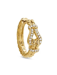 Thoroughbred Loop Hoop Earrings In 18k Yellow Gold With Diamonds, 19mm