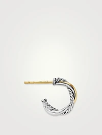 Petite Infinity Huggie Hoop Earrings In Sterling Silver With 14k Yellow Gold, 3mm