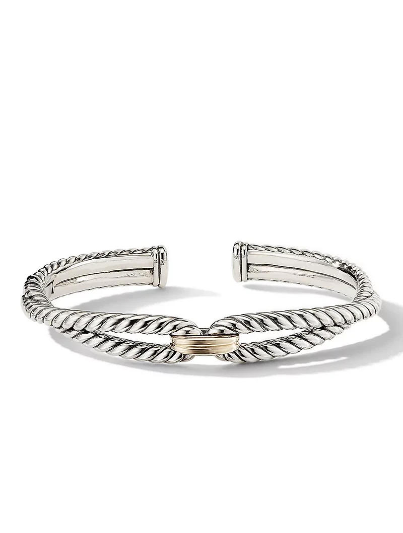 Cable Loop Bracelet Sterling Silver With 18k Yellow Gold