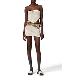 Cotton And Suede Miniskirt