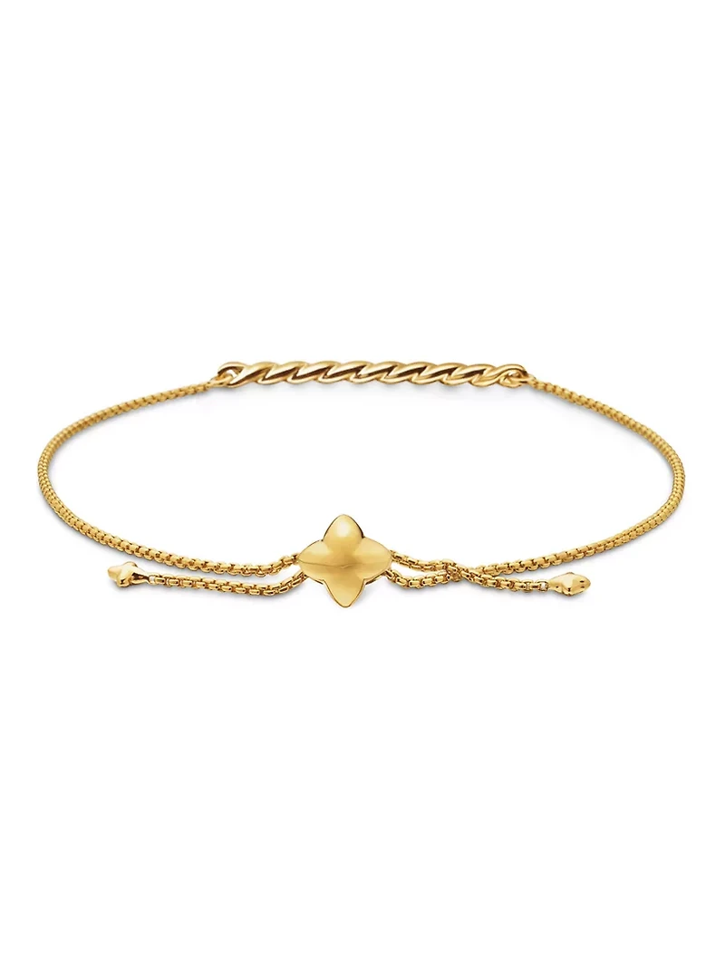 Petite Station Chain Bracelet In 18k Yellow Gold, 1mm