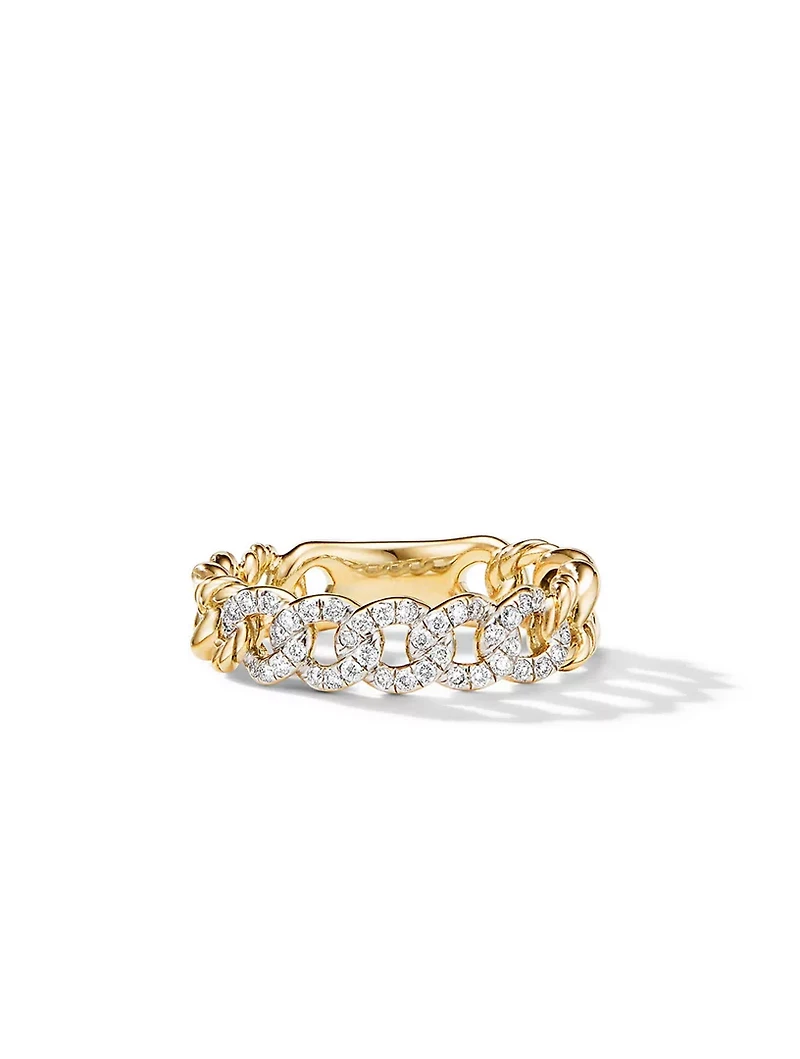 Belmont® Curb Link Band Ring 18k Yellow Gold With Pavé Diamonds