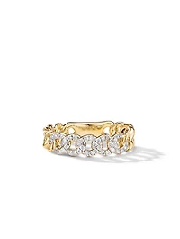 Belmont® Curb Link Band Ring 18k Yellow Gold With Pavé Diamonds