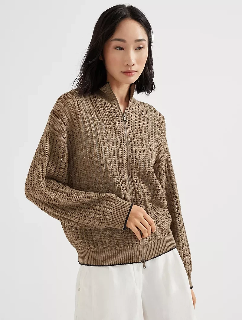 Ribbed Openwork Cardigan