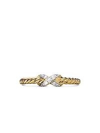 Petite X Ring 18k Yellow Gold With Diamonds, 2.2mm