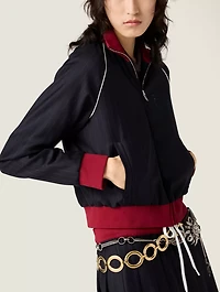 Pinstriped Zipper Blouson Jacket