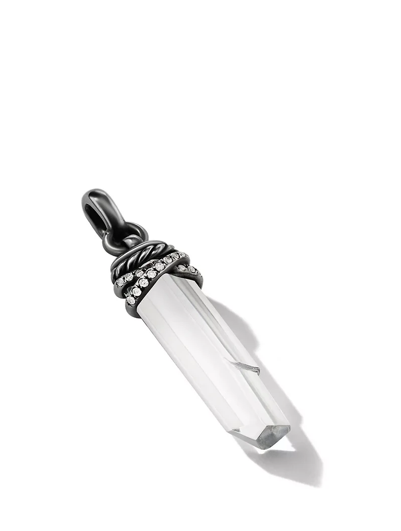 Wrapped Crystal Amulet With Blackened Silver And Pavé Diamonds