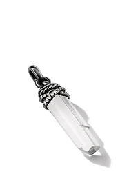 Wrapped Crystal Amulet With Blackened Silver And Pavé Diamonds