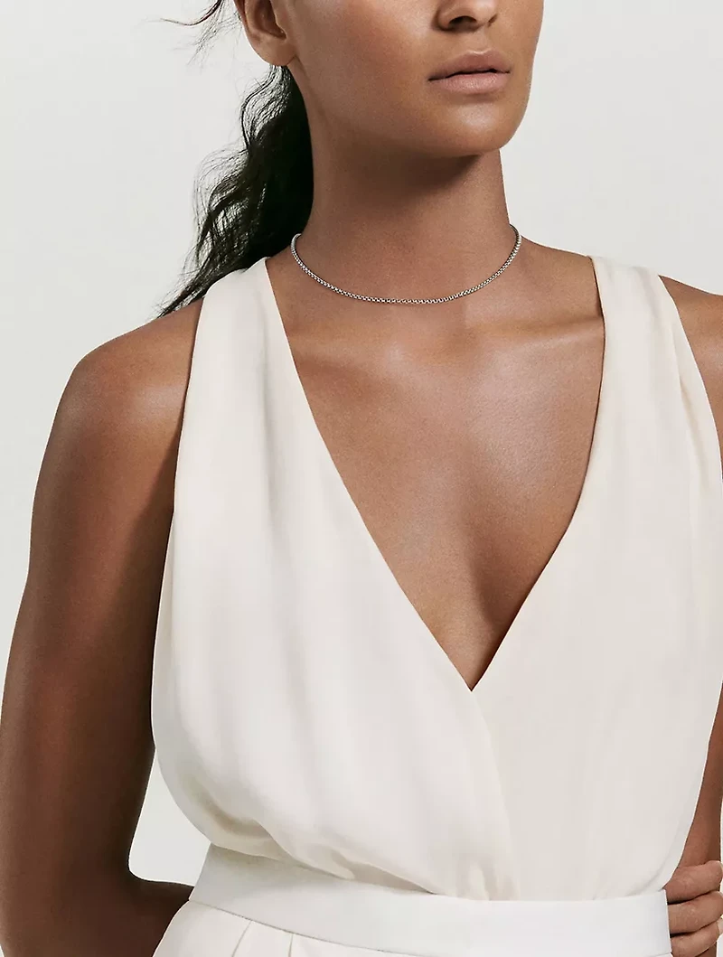 Box Chain Slider Necklace In Sterling Silver, 2.7mm