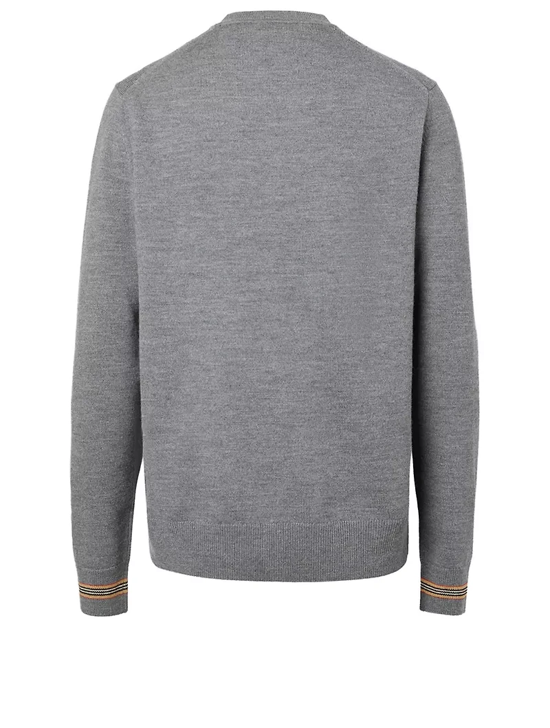Icon Stripe Trim Wool Sweater