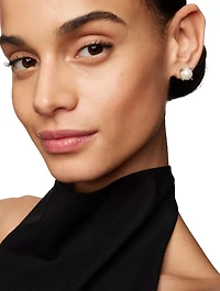 Pearl Stud Earrings In Sterling Silver With Pearls And Diamonds