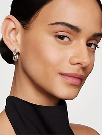 Cable Loop Hoop Earrings In Sterling Silver With 18k Yellow Gold, 22mm