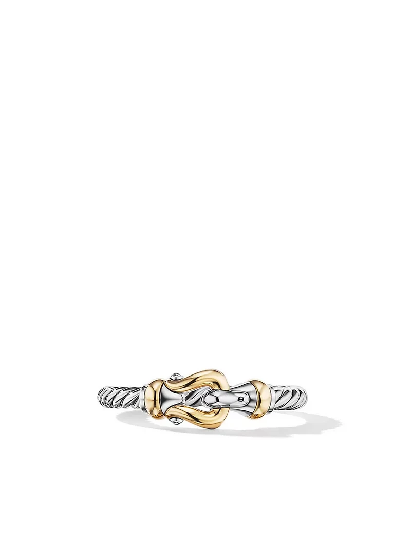 Petite Buckle Ring Sterling Silver With 18k Yellow Gold