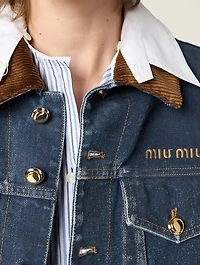 Flocked Denim And Velvet Vest