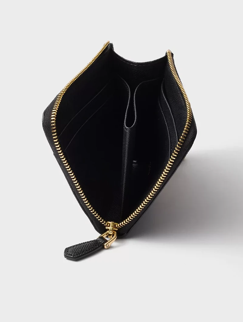 Small Saffiano Leather Zipper Wallet