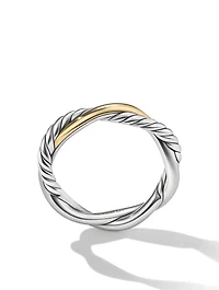 Petite Infinity Band Ring Sterling Silver With 14k Yellow Gold