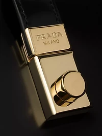 Prada Cleo Brushed Leather Shoulder Bag With Clasp Closure