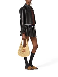 Raffia-effect Woven Hobo Bag