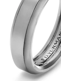 Beveled Band Ring 18k White Gold, 6mm