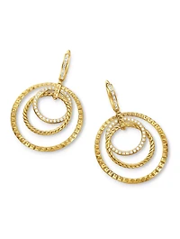 Crossover Trio Drop Earrings In 18k Yellow Gold With Diamonds, 35mm
