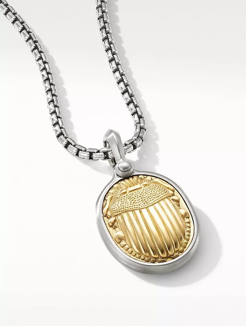 Petrvs® Scarab Amulet In Sterling Silver With 18k Yellow Gold