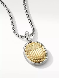Petrvs® Scarab Amulet In Sterling Silver With 18k Yellow Gold