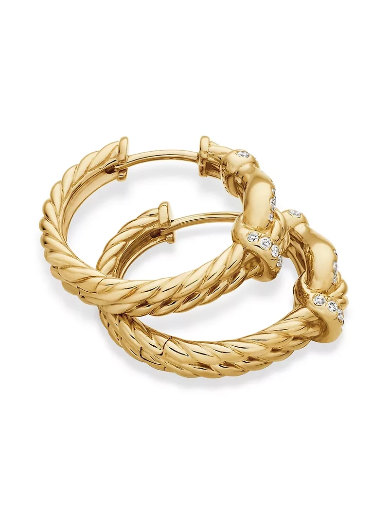 Thoroughbred Loop Hoop Earrings In 18k Yellow Gold With Diamonds, 19mm