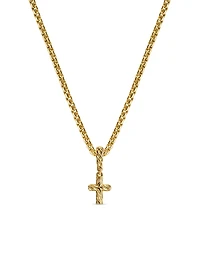 Micro Pavé Cross Amulet In 18k Yellow Gold With Diamonds, 8mm